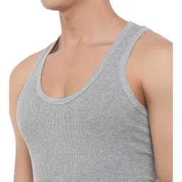 Dollar Bigboss Grey Cotton Regular Fit Derby Vests (Pack Of 4) image 5