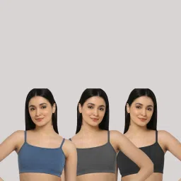 AROUSY Blue & Black Cotton Beginner's Bra - Pack Of 3 image 1