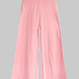 Kiddopanti Girls Pink Solid Wide Leg Pyjamas-picture-24