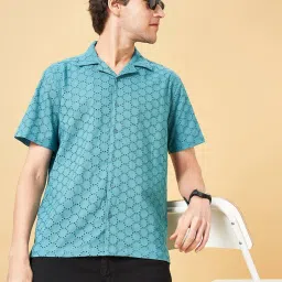 YU by Pantaloons Blue Regular Fit Self Pattern Shirt image 1