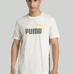 Puma White Cotton Regular Fit Logo Printed T-Shirt image 1