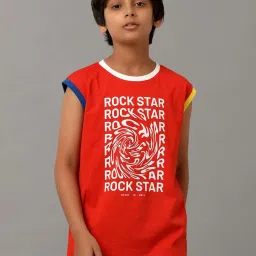 Under Fourteen Only Kids Orange Cotton Printed T-Shirt image 1