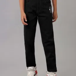 Under Fourteen Only Boys Black Cotton Printed Jeans image 1