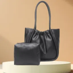 Yelloe Black Large Tote Bag with Pouch image 1