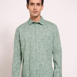 Peregrine By Pantaloons Green Cotton Regular Fit Printed Shirt image 1