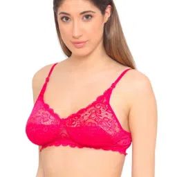 N-Gal Red & Pink Lace Work Half Coverage Bras - Pack Of 2 image 4