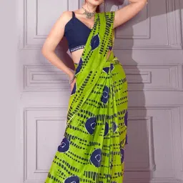 Saree Mall Green Printed Sarees With Unstitched Blouse-picture-38