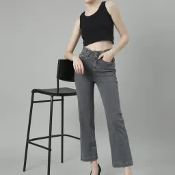 showoffff SHOWOFF Grey Denim Straight Fit Mid Rise Jeans image 4