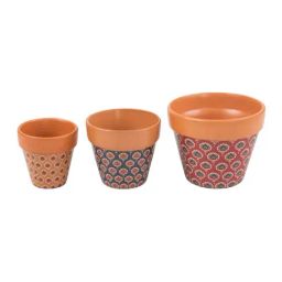 Chumbak Tribal Paths Multicolor Ceramic Planters - Set of 3-picture-48