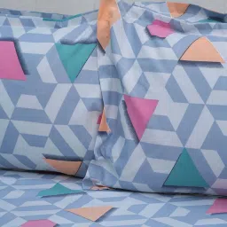 Ariana Blue Microfibre 120 TC Queen Bedsheet with 2 Pillow Covers image 4