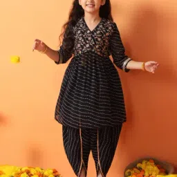 Fashion Dream Girls Black Embroidered Kurta and Dhoti-image-51