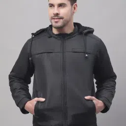 Cantabil Black Regular Fit Hooded Jacket-picture-15