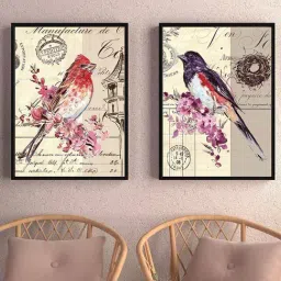 Art Street Chad Barrett Birds Printed Multicolor Engineered Wood Wall Art (Set of 2)-picture-37
