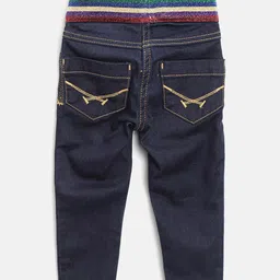 U.S. Polo Assn. Kids Girls Navy Blue Solid Skinny Fit Jeggings image 2