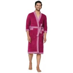 Spaces Hygro Solid Dark Violet Cotton Bathrobes-image-45