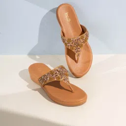 Inc.5 Women's Antique Gold T-Strap Wedges image 1