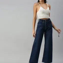 showoffff SHOWOFF Wide Leg Clean Look Blue Jeans image 4