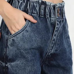 Angelfab Dark Blue Cotton Relaxed Fit High Rise Jeans image 4