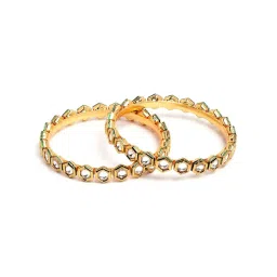 Karatcart Antique Kundan Gold-Plated Rajwadi Bangles for Women - Set of 2 image 4