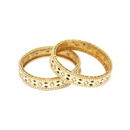 Karatcart Gold-Plated White Meena Bangles Women - Set of 2 image 4