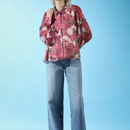 Only Maroon Printed Shirt image 4