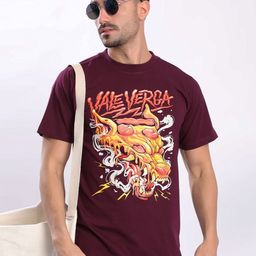 Bene Kleed Graphic Printed Round Neck Raw Edge Cotton T-shirt-picture-38