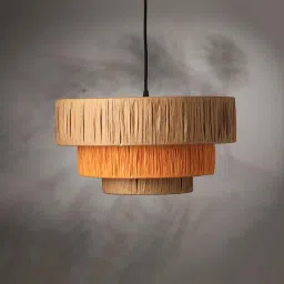 FIG Living Orange & Brown Raffia Ombre Pendant Lamp image 1