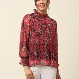 Melon by PlusS Red Floral Print Top image 4