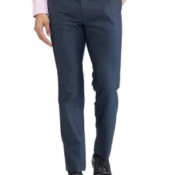 Raymond Blue Slim Fit Checks Trousers-picture-34