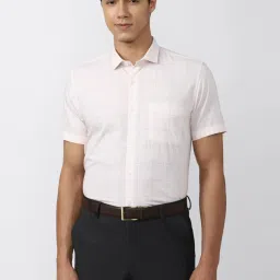 peter england Men Cream Slim Fit Formal Shirts image 1