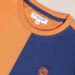 U.S. Polo Assn. Orange Cotton Regular Fit Colour Block Sweatshirt image 4