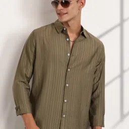 Thomas Scott Green Slim Fit Striped Shirt image 1