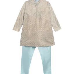 Ahalyaa Kids Brown & Blue Printed Kurta with Churidars image 1