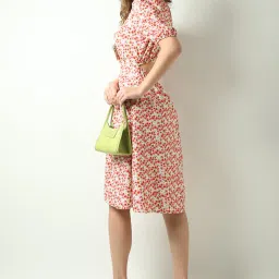 Vero Moda Red Printed Fit & Flare Dress image 1