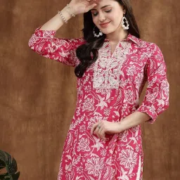Nayam by Lakshita Pink Cotton Printed Kurti image 1