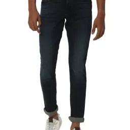 Mufti Dark Blue Skinny Fit Lightly Washed Jeans-image-15