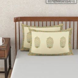 fabindia home Fabindia Teal Cotton 116 TC Pillow Covers - Set of 2-picture-23