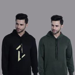 Vimal Jonney Black & Olive Regular Fit Printed Hooded Sweatshirt - Pack of 2-picture-4