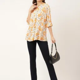 Divena Orange Printed A-Line Kurti image 4