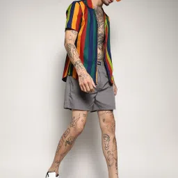 Campus Sutra Multicolored Cotton Regular Fit Striped Shirt image 4