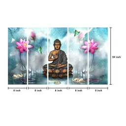 999Store Printed Blue MDF 5 Panels Wall Art image 4