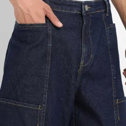 Campus Sutra Navy Blue Regular Fit Cargo Jeans image 4