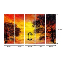 999Store Printed Yellow MDF 5 Panels Wall Art image 4