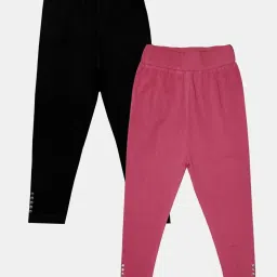 Kiddopanti Kids Black & Pink Regular Fit Capri (Pack of 2) image 1