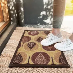 Bianca Beige & Brown Nylon Abstract Door Mat (Small) image 1