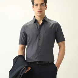 Arrow Grey Cotton Regular fit Self Formal Shirt image 1