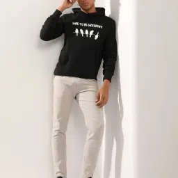 Campus Sutra Black Cotton Regular Fit Printed Hooded Sweatshirt image 4