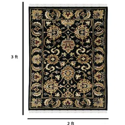saraswatii global Black & Beige Ethnic Motifs Anti-Skid Woolen Carpet image 4