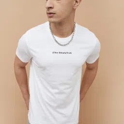 Fame Forever By Lifestyle White Regular Fit Printed T-Shirt image 1
