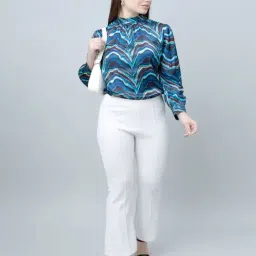 PURYS Blue & Black Abstract Top image 4